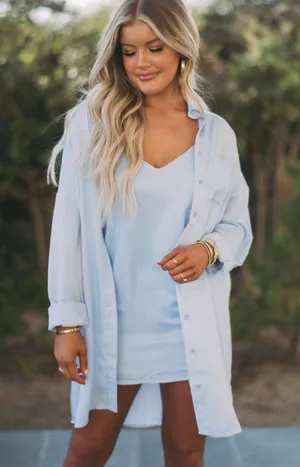 These Three Boutique Blue Silk Dress & Collared Shirt thumbnail 2