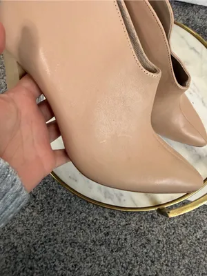 42 Gold Size 8M Nude Pointed Toe Clear Block Heel Ankle Booties NWOT $120 MSRP thumbnail 6