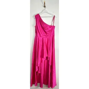 MAC DUGGAL One-Shoulder High-Low Satin Gown in Hot Pink Size Large thumbnail 2