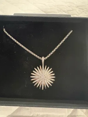 David Yurman Silver Sunburst Pavé Pendant Necklace - Silver thumbnail 2