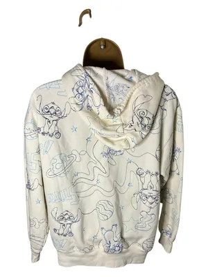 Disney Lilo & Stitch Full Zip Hoodie Cream Blue Graphic Print Women’s S thumbnail 6