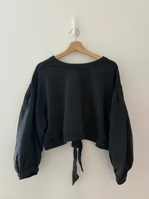 Anthropologie pilcro open back sweatshirt in navy blue thumbnail 2