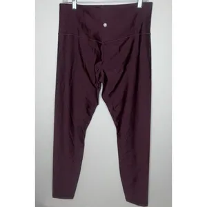 Athleta Women's Size Large Maroon Metallic Activewear Stretch Yoga Pant thumbnail 4