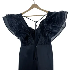 Giffniseti Organza Ruffle Mermaid Maxi Dress Black Glam Formal Evening Size 1XL thumbnail 4