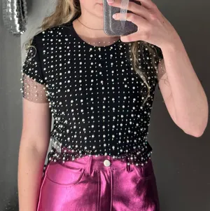 Size Small Pearl/rhinestone Top thumbnail 1