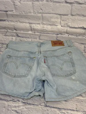Levi's 501 Mid Thigh Shorts Women 27 Blue Denim Light Wash Button Fly Mom Jean thumbnail 7