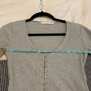 Lush Clothing Button Up Ribbed Long Sleeve Top in Grey thumbnail 9