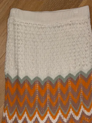 Petal & Pup White Maxi‎ Skirt/dress with Orange Chevron Stripes 6 thumbnail 3
