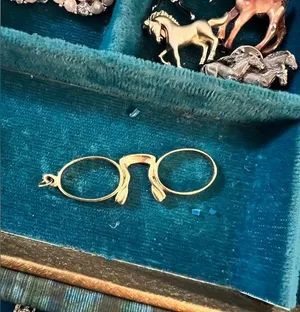 Vintage Opera Eyeglass Pendant Frames, Gold overlay, Rare thumbnail 1