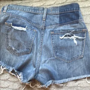 Vervet Flying Monkey Blue High-Waisted Jean Shorts with Frayed Hem thumbnail 7