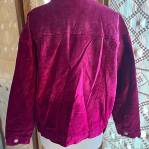 Free People Hot Pink Velvet Trucker Jacket Oversized thumbnail 10