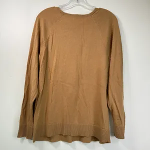 Charter Club Woman 0X Camel Brown Cable Knit Crew Neck Sweater Long Sleeve Top thumbnail 2