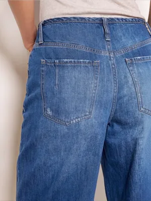 NWT EVEREVE Ever Slouchy Jeans Size 25 Dark Rinse High Rise Wide Leg Side Slit thumbnail 9