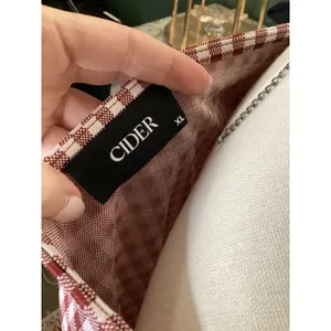 Cider Burgundy Gingham Bow Shoulder Long Sleeve Mini Dress XL thumbnail 4