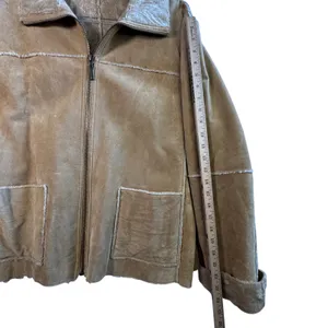 VTG Winlit Leather Suede Shearling‎ Jacket Tan Faux Fur Lined XL Coat Western thumbnail 7