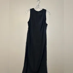 Abercrombie High Neck Column Black Satin Midi Corporatecore Dress Sz S thumbnail 6