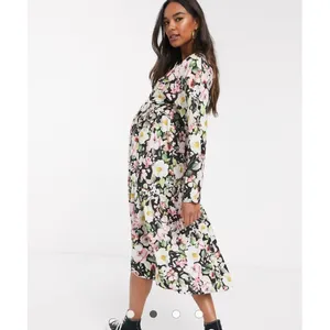 ASOS Maternity NWT Floral Faux‎ Wrap Midi Dress Long Sleeve Size 2 thumbnail 2