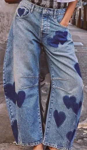 Blue Jeans with Heart Patches Size undefined thumbnail 1