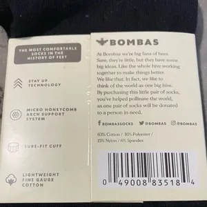Bombas Black Lightweight Crew Socks Size Large thumbnail 3