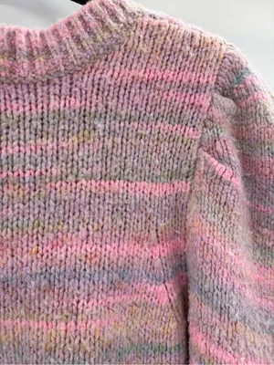 Loveshackfancy Aquarius Chunky Knit Sweater Pink Puff Sleeves Coquette small thumbnail 7