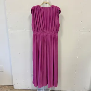 Endless Rose Magenta Pink Pleated Maxi A-line Dress V-Neck Sleeveless XL Brunch thumbnail 2