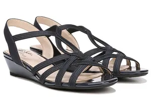 Lifestride Black Strappy Low Wedge Women's Yaya Sandal 7 thumbnail 1