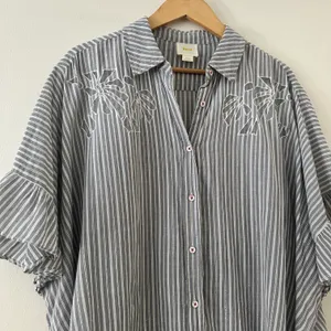 Maeve Betty Oversized Stripe Boho Blouse Sz S thumbnail 2