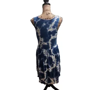 LONGYUAN Womens Sleeveless Dress Size XL Blue White Tie Dye‎ Flowy Gathered thumbnail 5