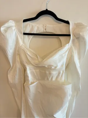 NWT White For Love and Lemons Etta Bridal Long Sleeve Mini Dress Size M thumbnail 4
