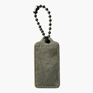 Coach Metallic Pewter Leather Hangtag Keychain Bag Charm 2.5” Logo Tag Charm thumbnail 3