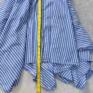 Ivy + Blu Striped‎ Shirt Dress Fit & Flare handkerchief hem Cotton Blue White 10 thumbnail 9
