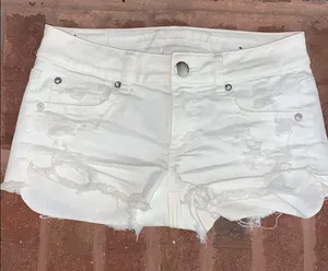 American Eagle White Jean Shorts thumbnail 1