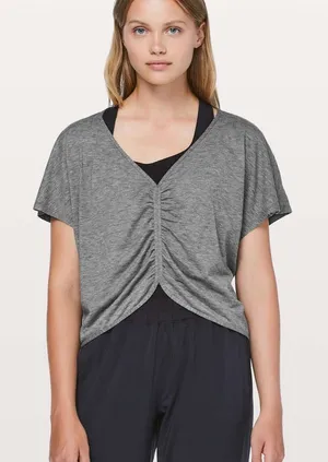 Lululemon Cruise The Circuits Short Sleeve Heathered Black Size 6 thumbnail 1
