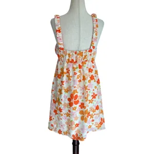 Le Lis Collection Baby Girl Empire Waist Mini Dress Frill Straps Orange Floral M thumbnail 2