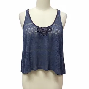 Free People cropped Retro Boho lace tank Blue. Size XS thumbnail 2