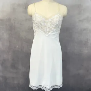 Vintage JCPenney Full Slip Dress‎ Women 36 14 Lace Trim Mini Coquette Balletcore thumbnail 12