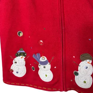 Christopher & Banks Red Snowman Embroidered Full Zip Knit Sweater Vest XL thumbnail 3