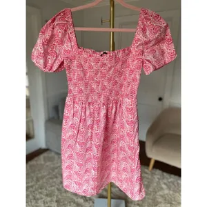 J Crew Pink Smocked Mini Dress Cotton Gauze Puff Sleeve M Cottagecore Valentines thumbnail 2