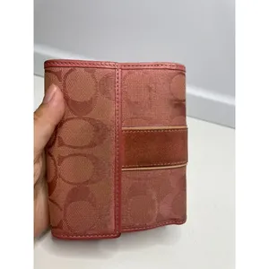 Y2K Vintage Coach Pink Signature Suede Leather Wallet Authentic thumbnail 3