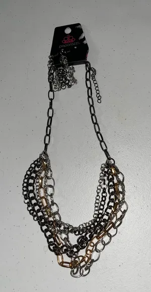 NWT Paparazzi 2 pc Bundle Silver and Gold Layered Necklace Jewelry Set thumbnail 1