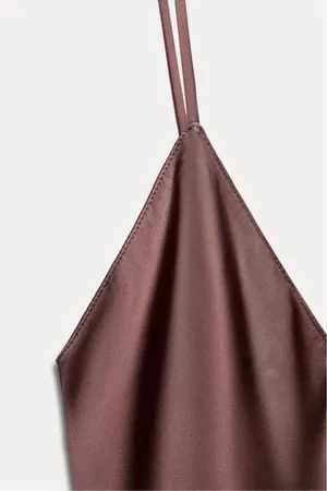 Zara dress midi maxi satin wedding lingerie chocolate brown party cocktail thumbnail 12