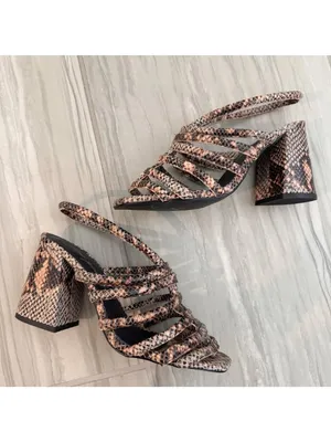 Free People Colette Shoes Size 6 Python Leather Caged Block Heel Sandal Mob Wife thumbnail 3