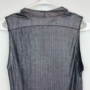 DREW Draped Neck Metallic Gray Sleeveless Top thumbnail 5