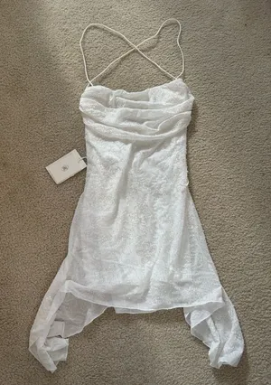 Peppermayo White Beaded Mini Dress thumbnail 1