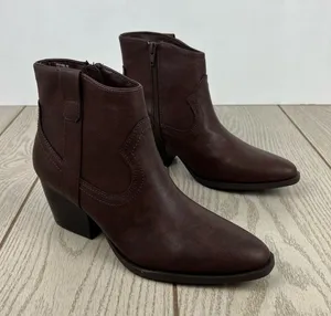 Style & Co Women's Perriee Western Ankle Booties 8M Chocolate Brown Smooth $80 thumbnail 1