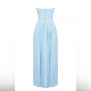 HOUSE OF CB 'Marcella' Ocean Blue Pleated Maxi Dress thumbnail 4