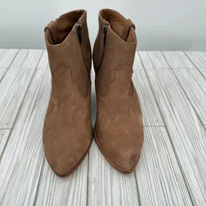 Frye Reina boots 8.5 western block heel zipper ranch rodeo cognac brown leather thumbnail 4