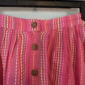 Urban Outfitters Kimchi Blue Bonnie Button Front‎ Mini Skirt Size S Pink Cotton thumbnail 2