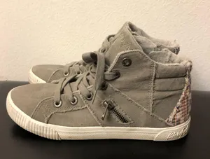 Blowfish Womens size 8 Malibu Hi Top Sneakers Gray Zip Boho Shoes Boho thumbnail 4
