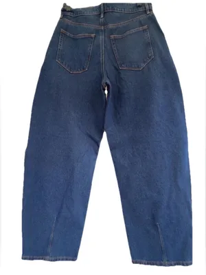 LOFT The Barrel Jeans Size 8/29 Dark Wash High Rise Barrel Leg Horseshoe Denim thumbnail 3